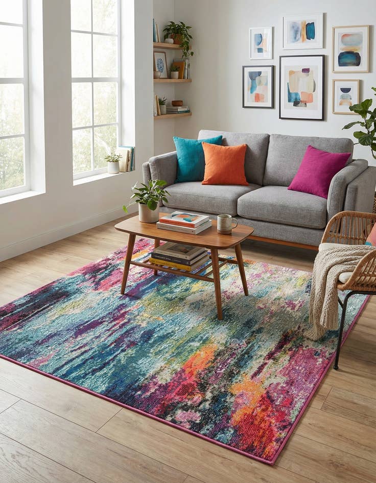 Detail image of  5' 3 x 5' 3  Washable Theia Square Rug