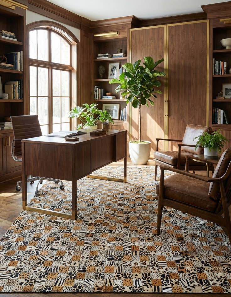 Detail image of 5' 1 x 8' Cowhide Leather Rug