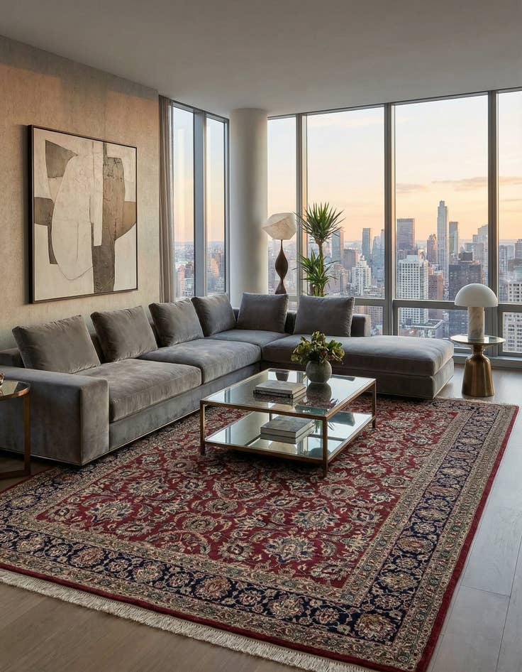 Detail image of 6' 5 x 9' 8  Hand Knotted Isfahan Oriental Wool Rug