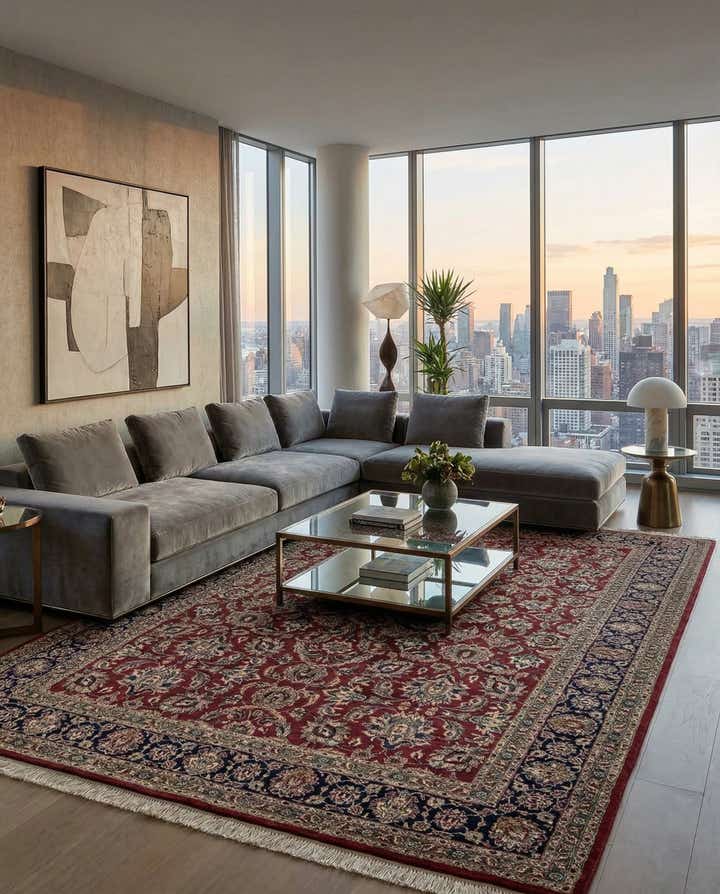 6' 5 x 9' 8 Hand Knotted Isfahan Oriental Wool Rug