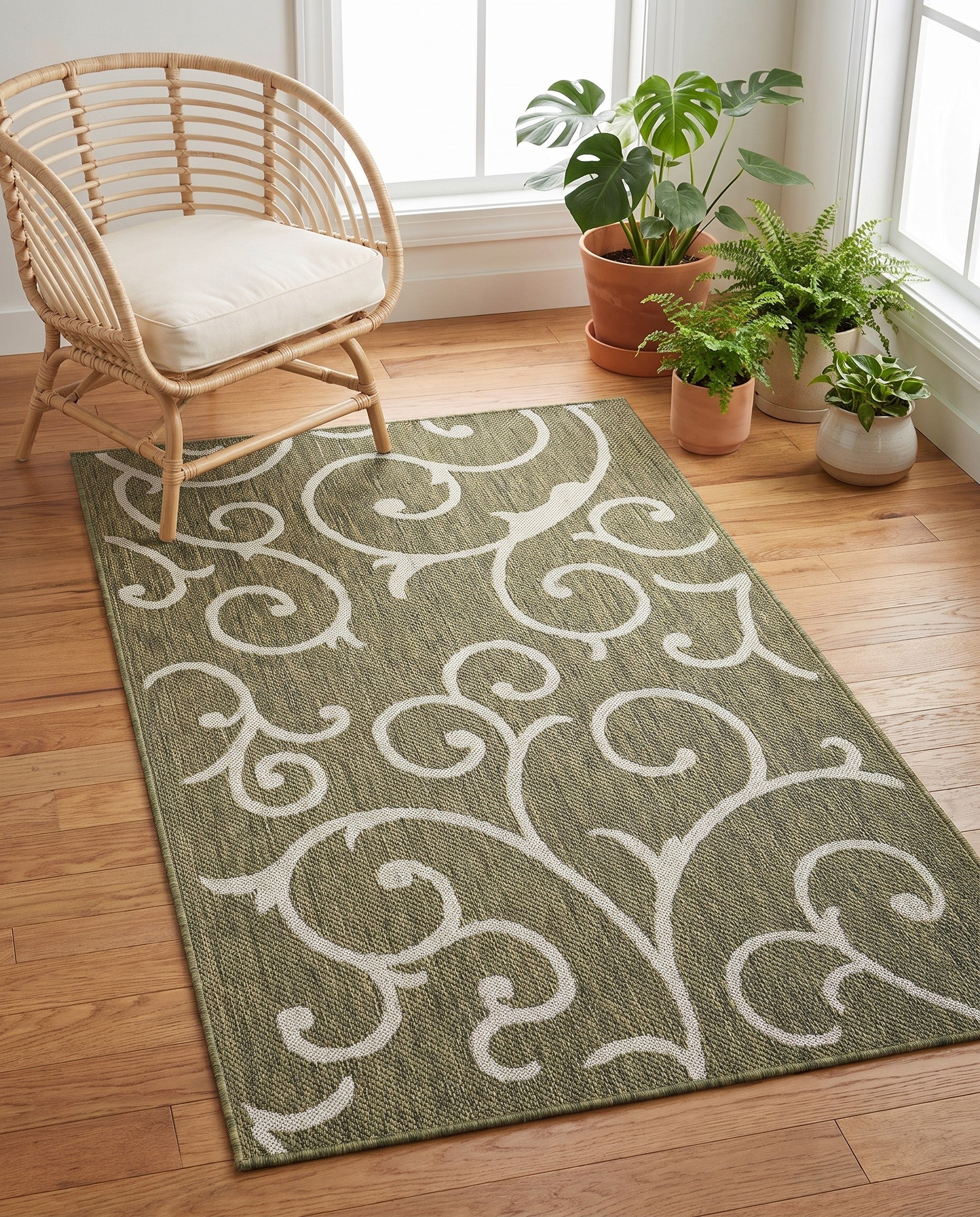 3' x 5' 3 Easy-Clean Botanical Indoor / Outdoor Rug