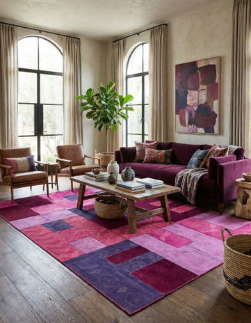 7' 6 x 10' Hand Woven Patchwork Wool Rug