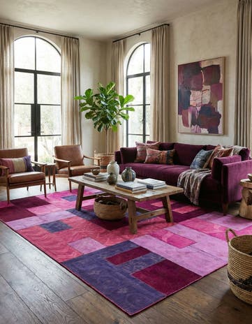 7' 6 x 10' Hand Woven Patchwork Wool Rug