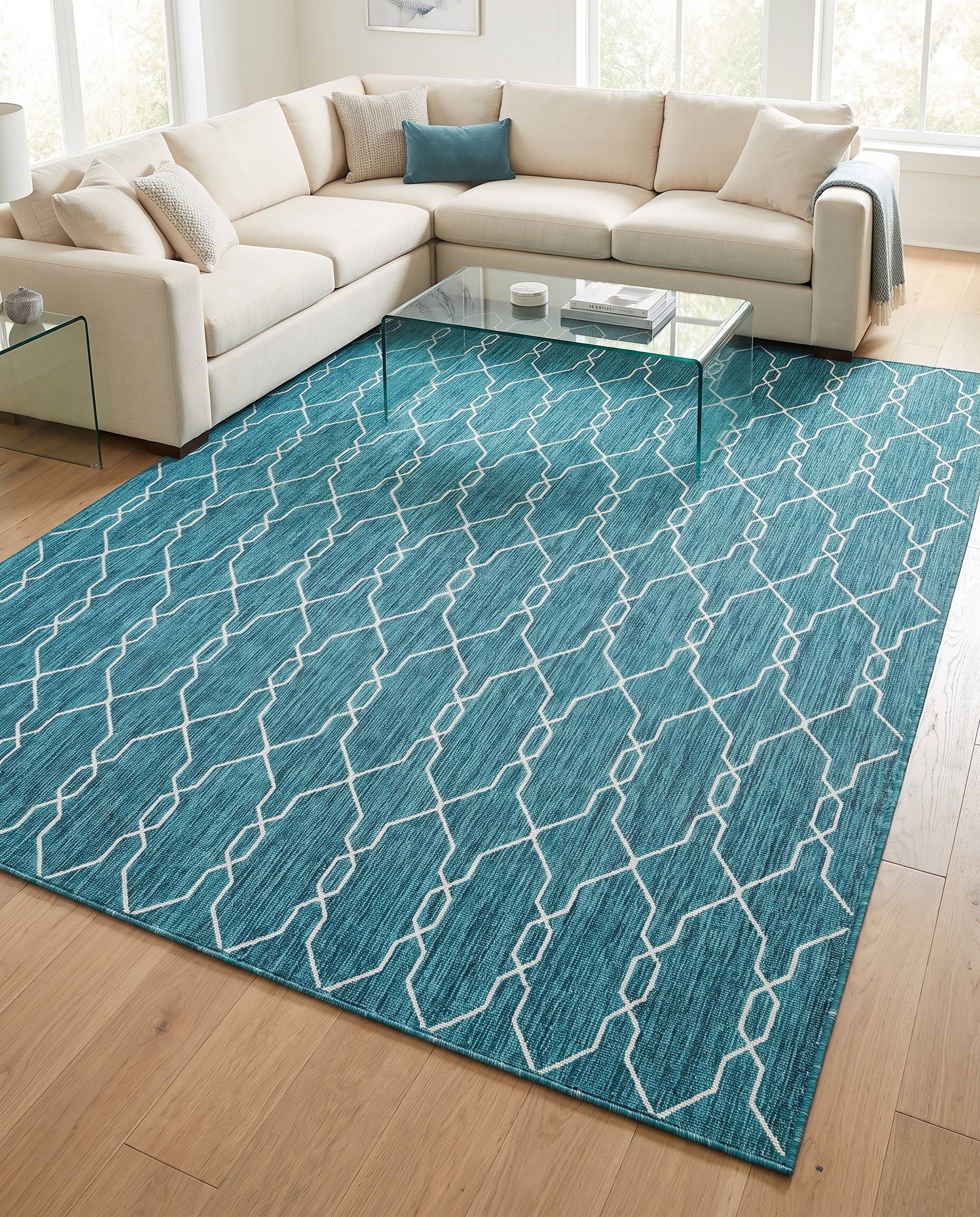 9' x 12' Easy-Clean Trellis Indoor / Outdoor Rug