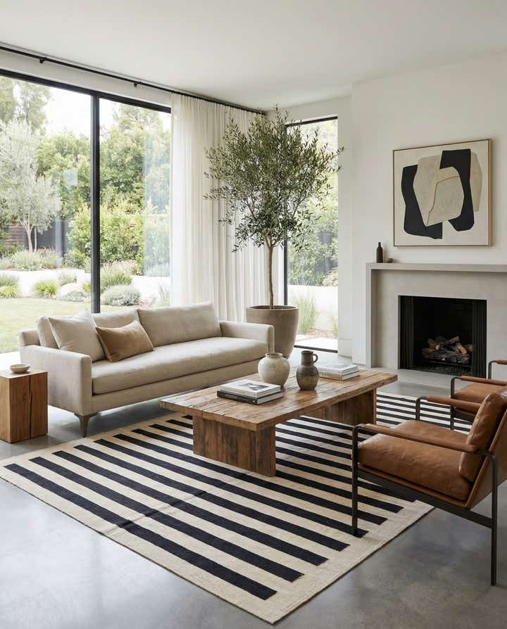 6' 8 x 9' 8 Hand Woven Kilim Modern Wool Rug