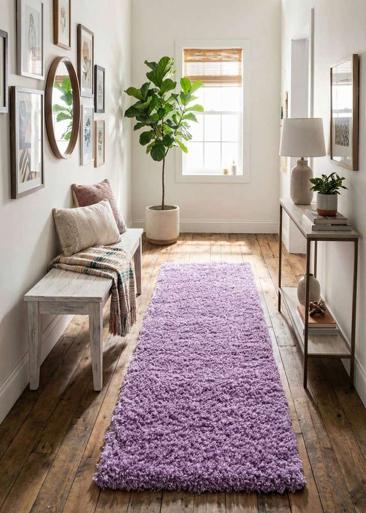2' 7 x 10' Solid Shag Runner Rug