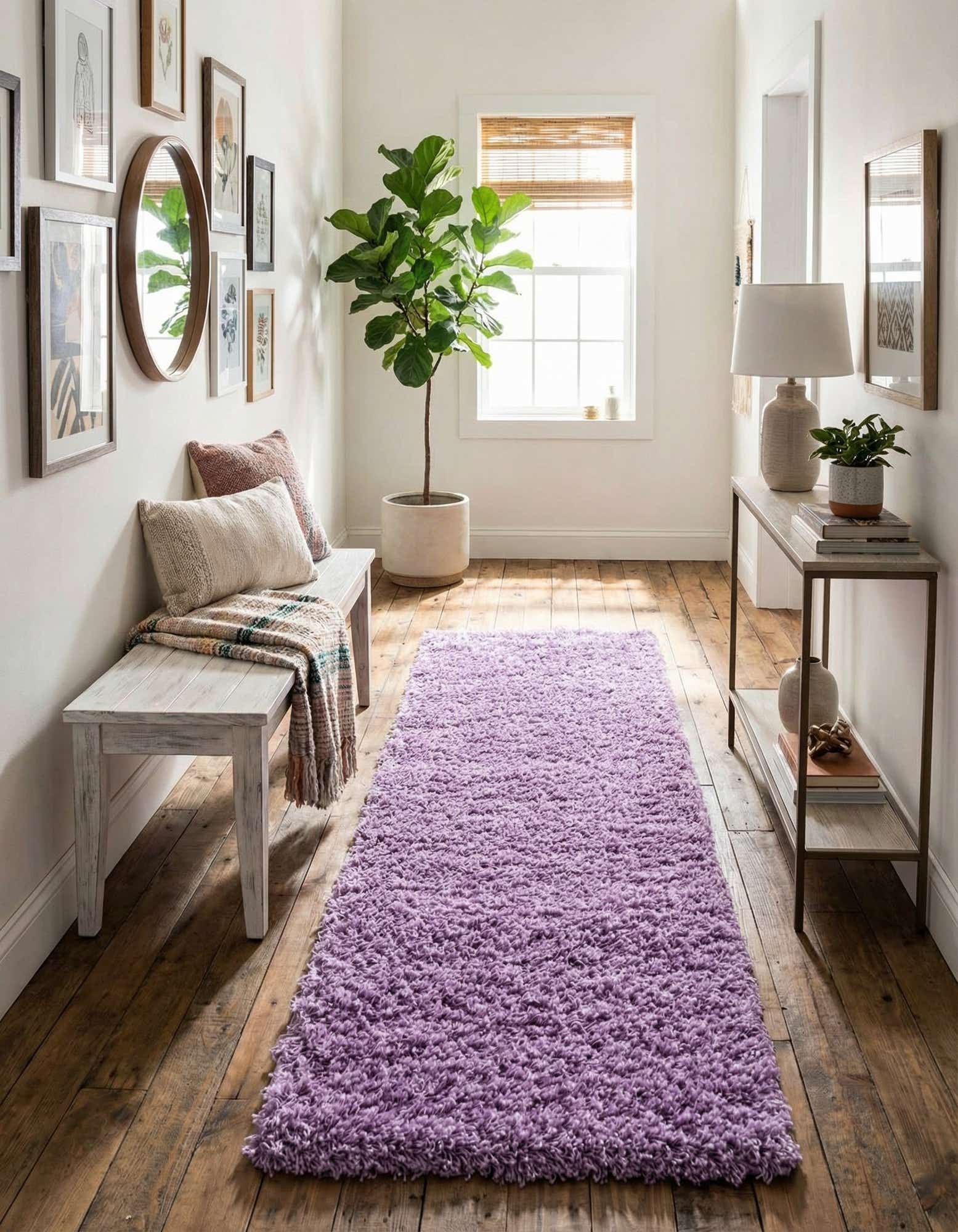 2' 7 x 10' Solid Shag Runner Rug