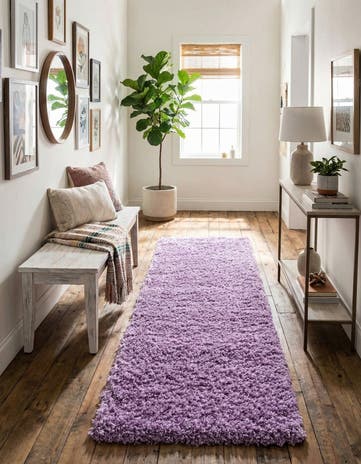 2' 7 x 10' Solid Shag Runner Rug