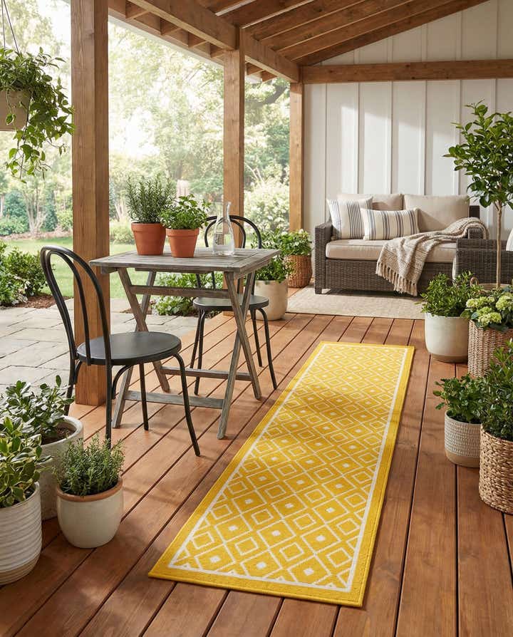 2' x 8' Easy-Clean Lattice Indoor / Outdoor Runner Rug