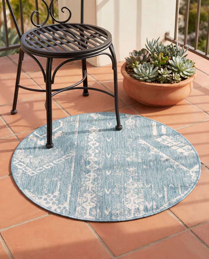 3' x 3' Easy-Clean Bohemian Indoor / Outdoor Round Rug