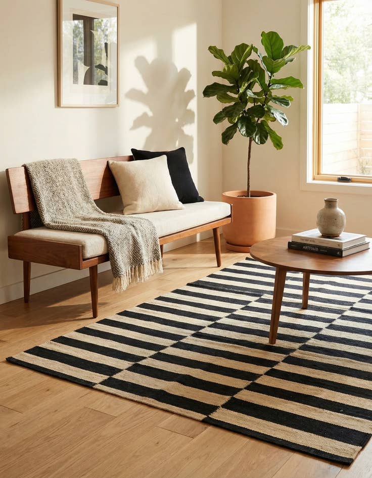 Detail image of 3' 2 x 4' 9  Hand Woven Kilim Modern Wool Rug