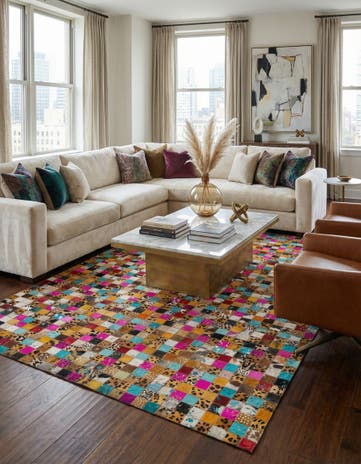 5' 1 x 8' Cowhide Leather Rug