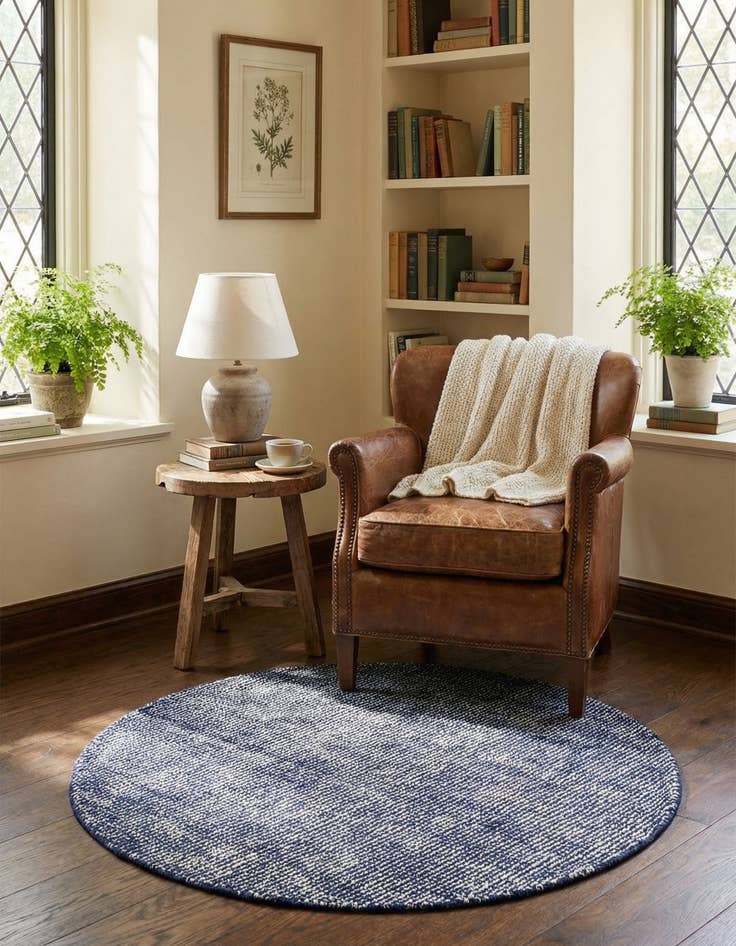 Detail image of  3' 1 x 3' 1  Hand Woven Jill Zarin English Manor Farmhouse Wool Round Rug