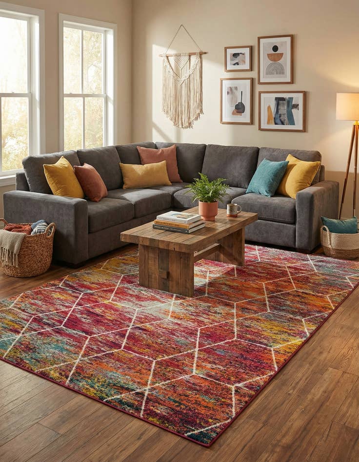 Detail image of 7' 10 x 11' Trellis Frieze Rug