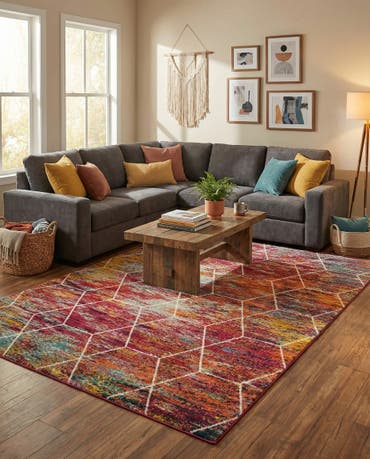  7' 10 x 11' Lattice Frieze Rug