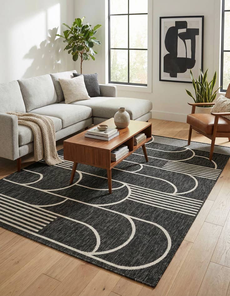 Detail image of 5' 3 x 8'  Washable Modern Indoor / Outdoor Rug