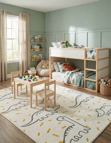 5' 3 x 8' Dinosaur Whimsy Kids Rug