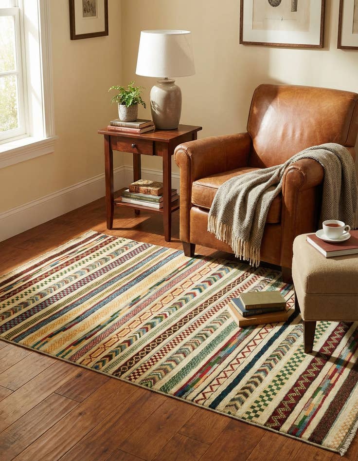 Detail image of  3' 4 x 4' 10  Hand Knotted Darya Rug