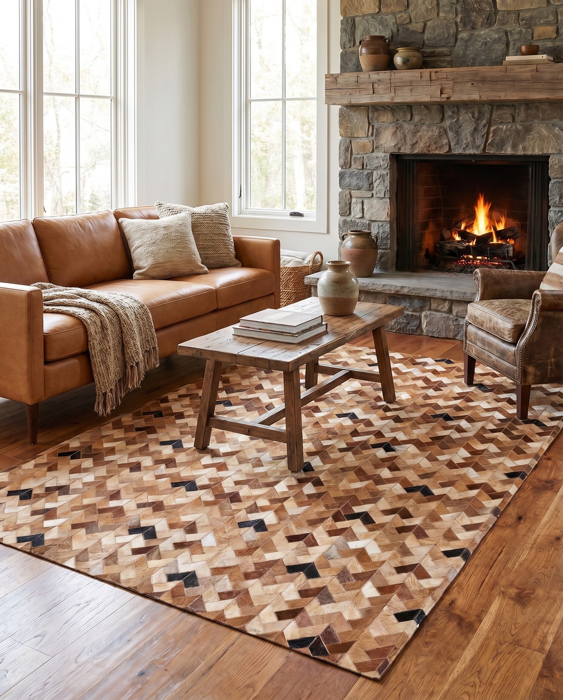4' 7 x 6' 6 Cowhide Rug