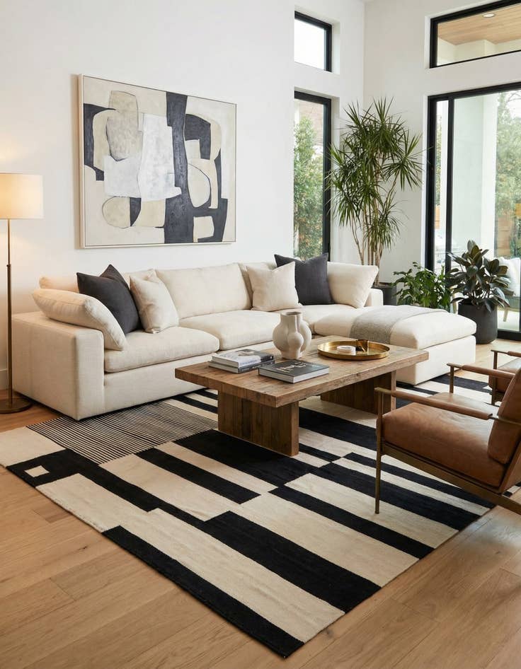 Detail image of 8' 5 x 11' 2  Hand Woven Kilim Modern Wool Rug