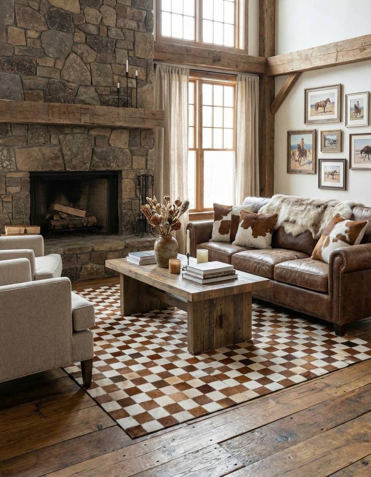 Detail image of 5' x 7' 11 Cowhide Stocks Rug