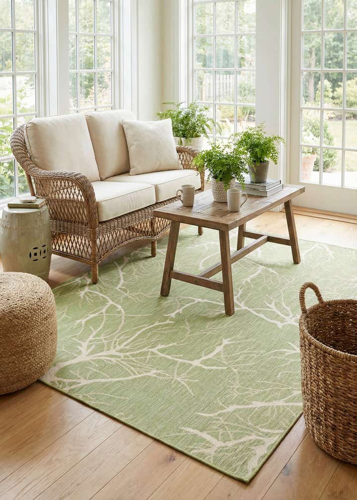 7' x 10' 2 Easy-Clean Botanical Indoor / Outdoor Rug