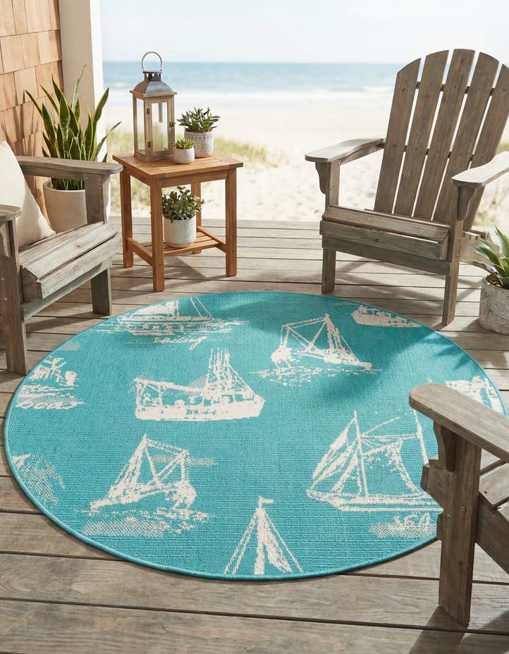 4' x 4' Easy-Clean Coastal Indoor / Outdoo...