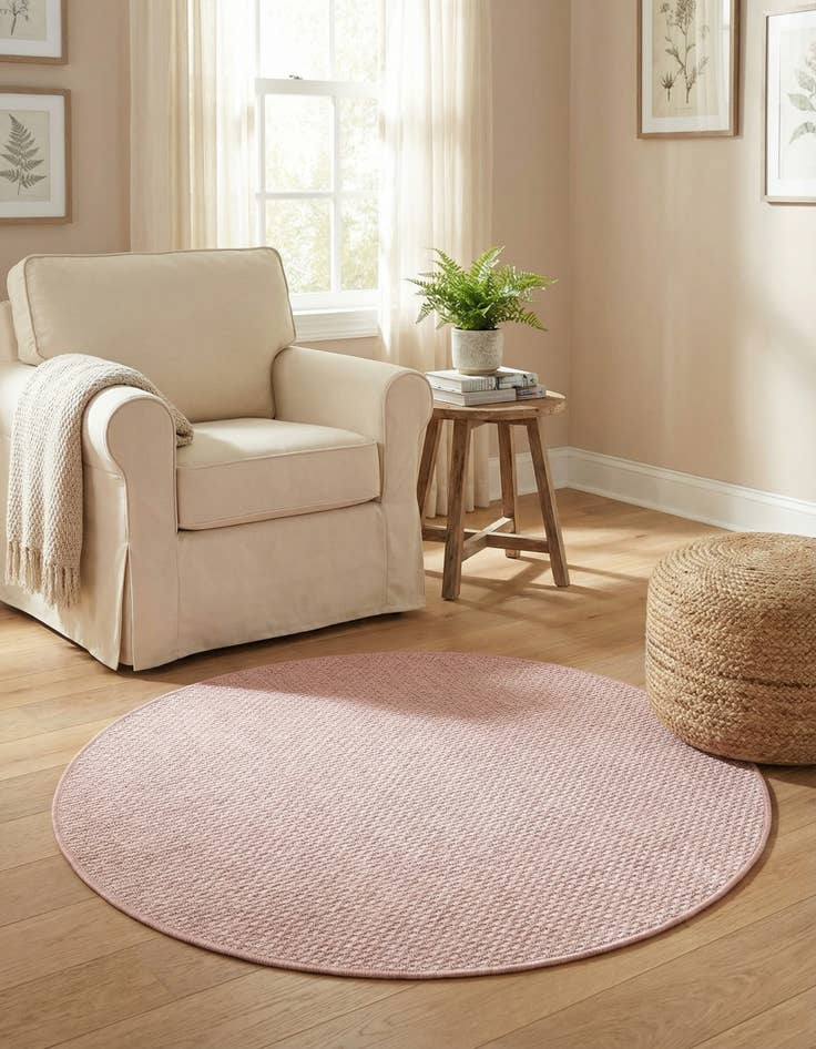 Detail image of  4' x 4'  Washable Solid Indoor / Outdoor Round Rug