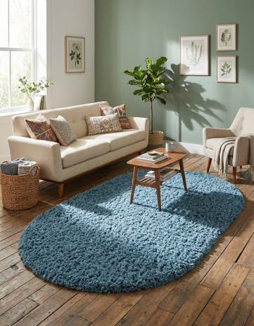 Aegean Blue Infinity Shag Oval Rug