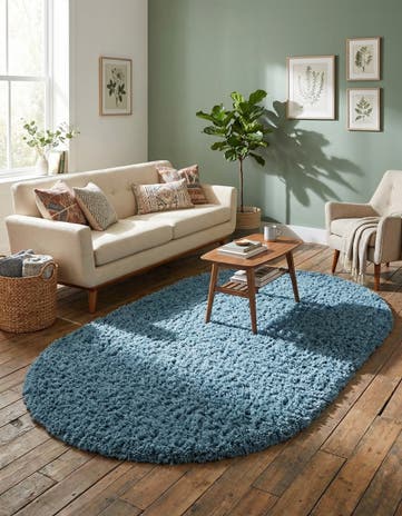 Aegean Blue Infinity Shag Oval Rug