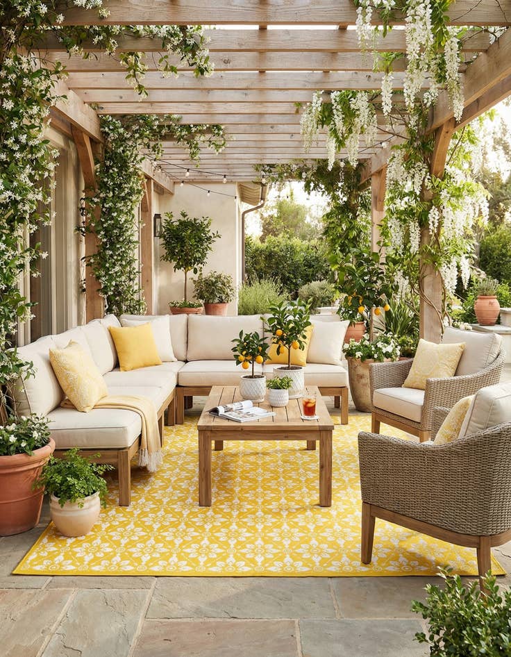 Detail image of 9' x 12' Easy-Clean Trellis Indoor / Outdoor Rug