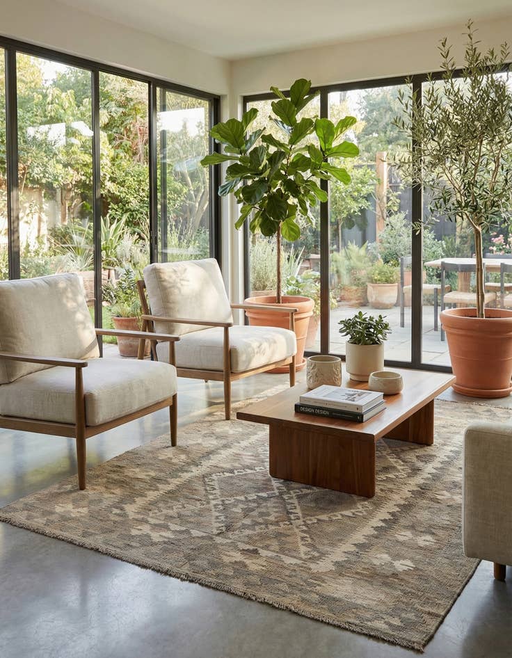 Detail image of 5' x 6' 8  Hand Woven Kilim Maymana Wool Rug