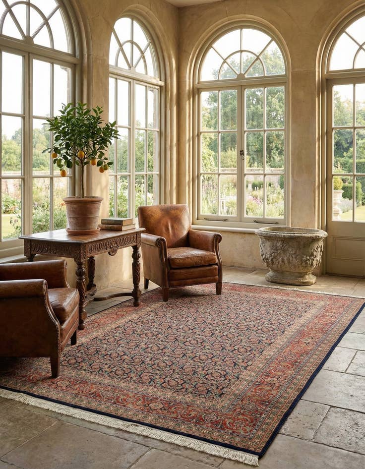 Detail image of 6' 7 x 9' 9  Hand Knotted Farahan Oriental Wool Rug