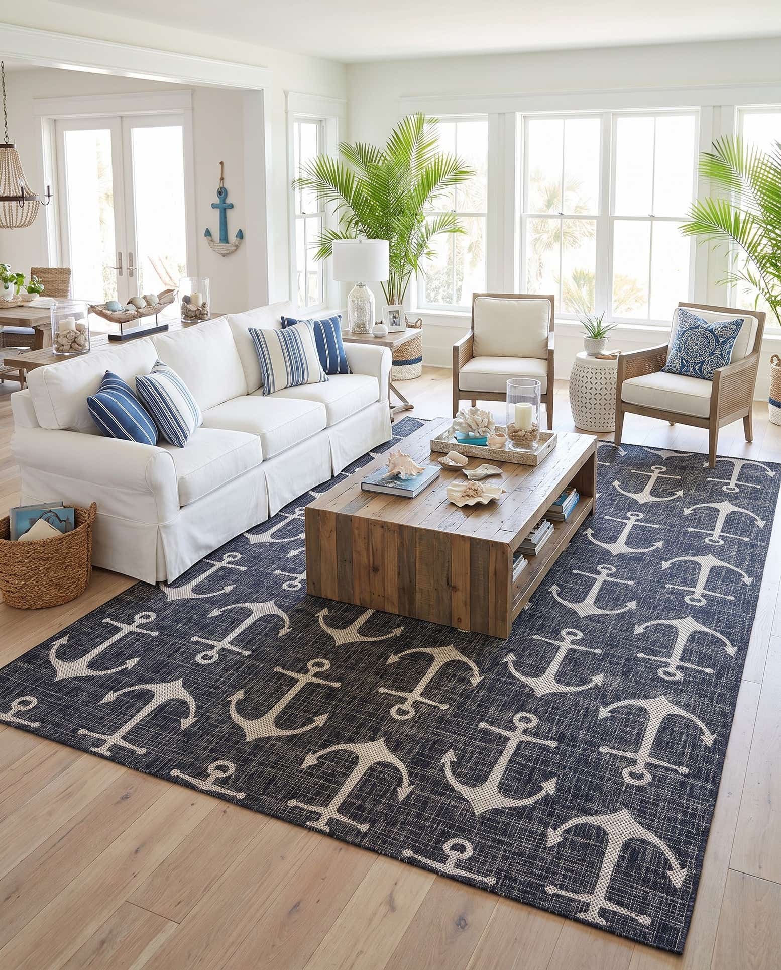 7' 10 x 11' Easy-Clean Coastal Indoor / Outdoor Rug