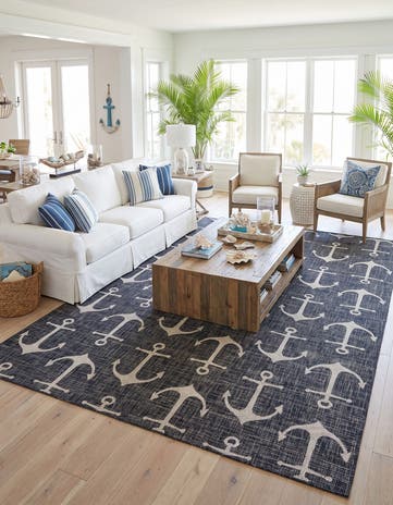 7' 10 x 11' Easy-Clean Coastal Indoor / Outdoor Rug