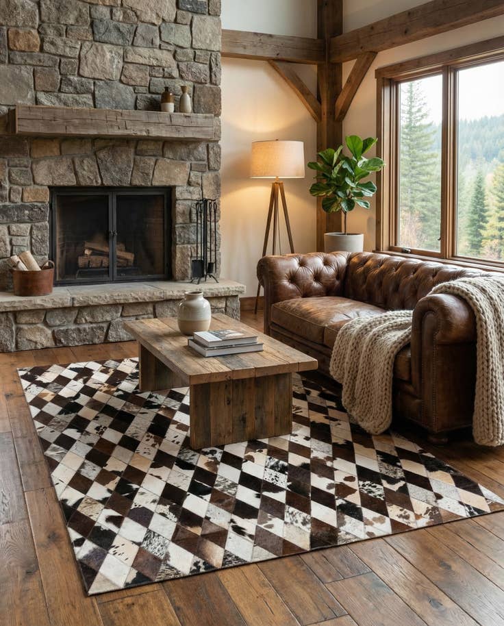 Detail image of 4' 8 x 6' 8 Cowhide Stocks Rug