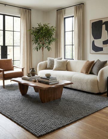 7' 1 x 10' Felt Ball Wool Rug