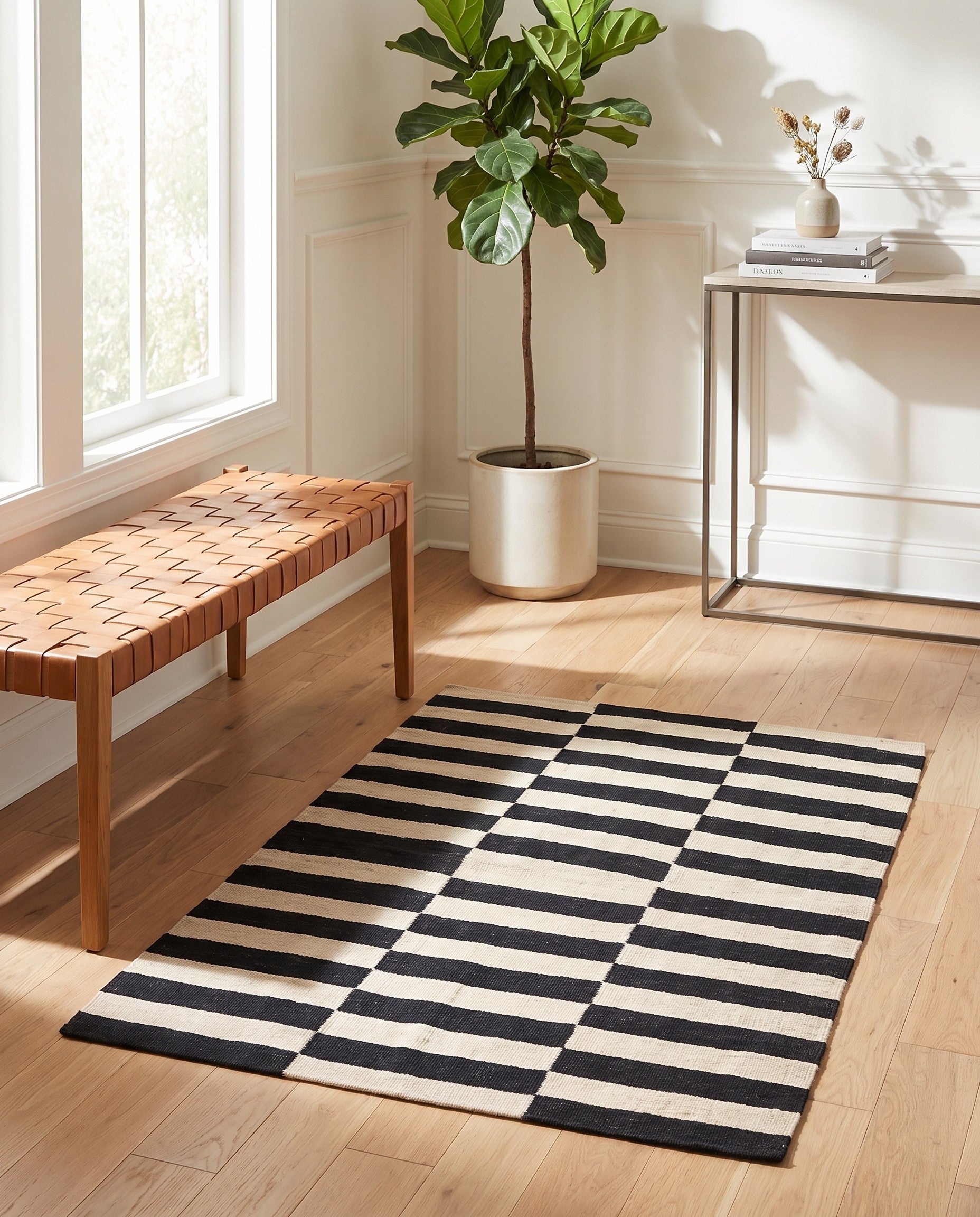3' 4 x 4' 10 Hand Woven Kilim Modern Wool Rug