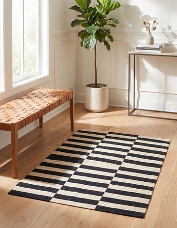 3' 4 x 4' 10 Hand Woven Kilim Modern Wool Rug