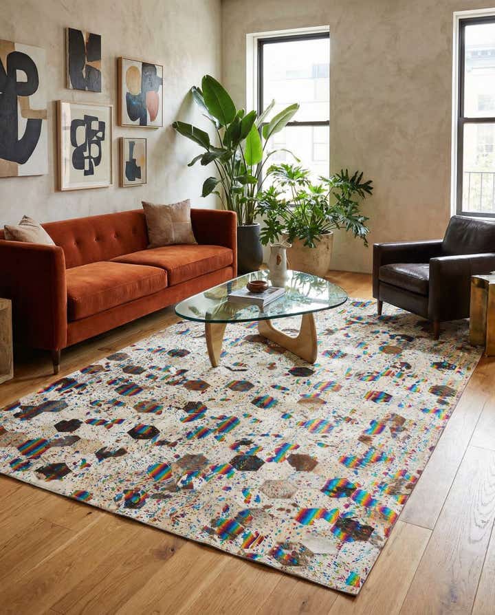 5' x 7' 10 Cowhide Leather Rug