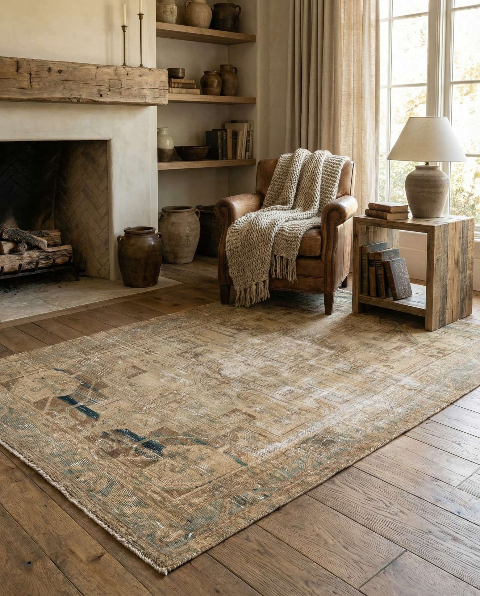 4' x 6' 9 Hand Knotted Ultra Vintage Persian Wool Rug