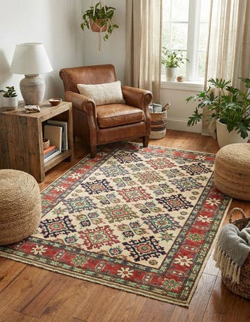 3' 10 x 5' 8 Hand Knotted Kazak Rug