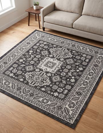 6' x 6' Easy-Clean Aztec Indoor / Outdoor Square Rug