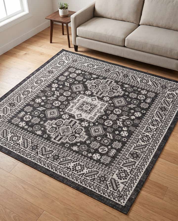6' x 6' Easy-Clean Aztec Indoor / Outdoor Square Rug