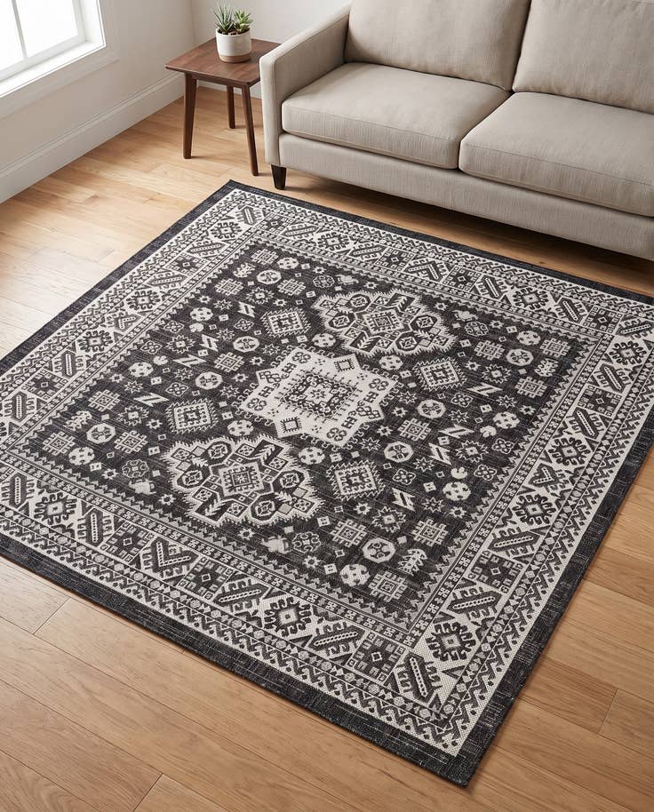 Detail image of 6' x 6' Easy-Clean Aztec Indoor / Outdoor Square Rug