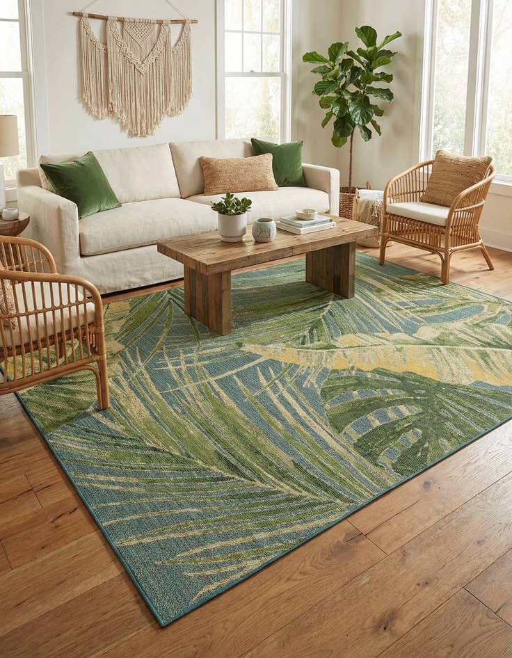 Detail image of 9' x 12' Easy-Clean Botanical Indoor / Outdoor Rug