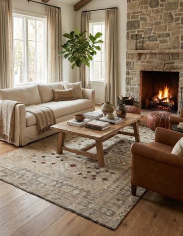 6' 6 x 9' 5 Hand Woven Kilim Maymana Wool Rug