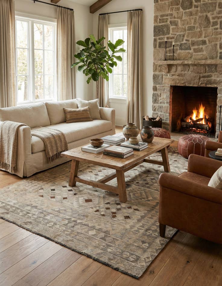 Detail image of 6' 6 x 9' 5  Hand Woven Kilim Maymana Wool Rug