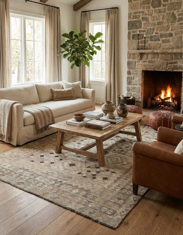6' 6 x 9' 5 Hand Woven Kilim Maymana Wool Rug
