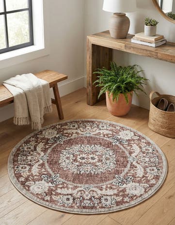 Dusty Rose Eco Traditional Round Rug